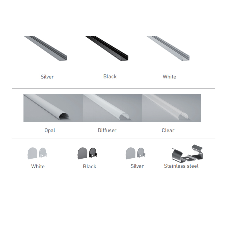 LED Strip Light Channel With Arc PC Cover For 20mm White LED Tape Light LED Strip Light Channel With Arc PC Cover For 20mm White LED Tape Light